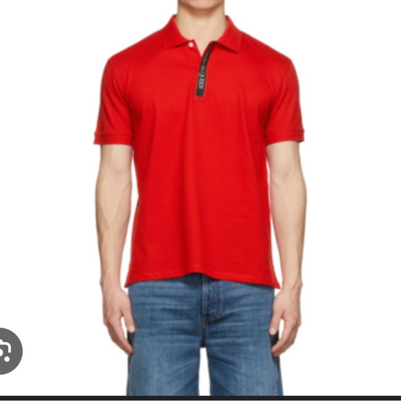 Alexander McQueen, red logo-tape short-sleeve polo shirt, size XXL - Picture 1 of 4